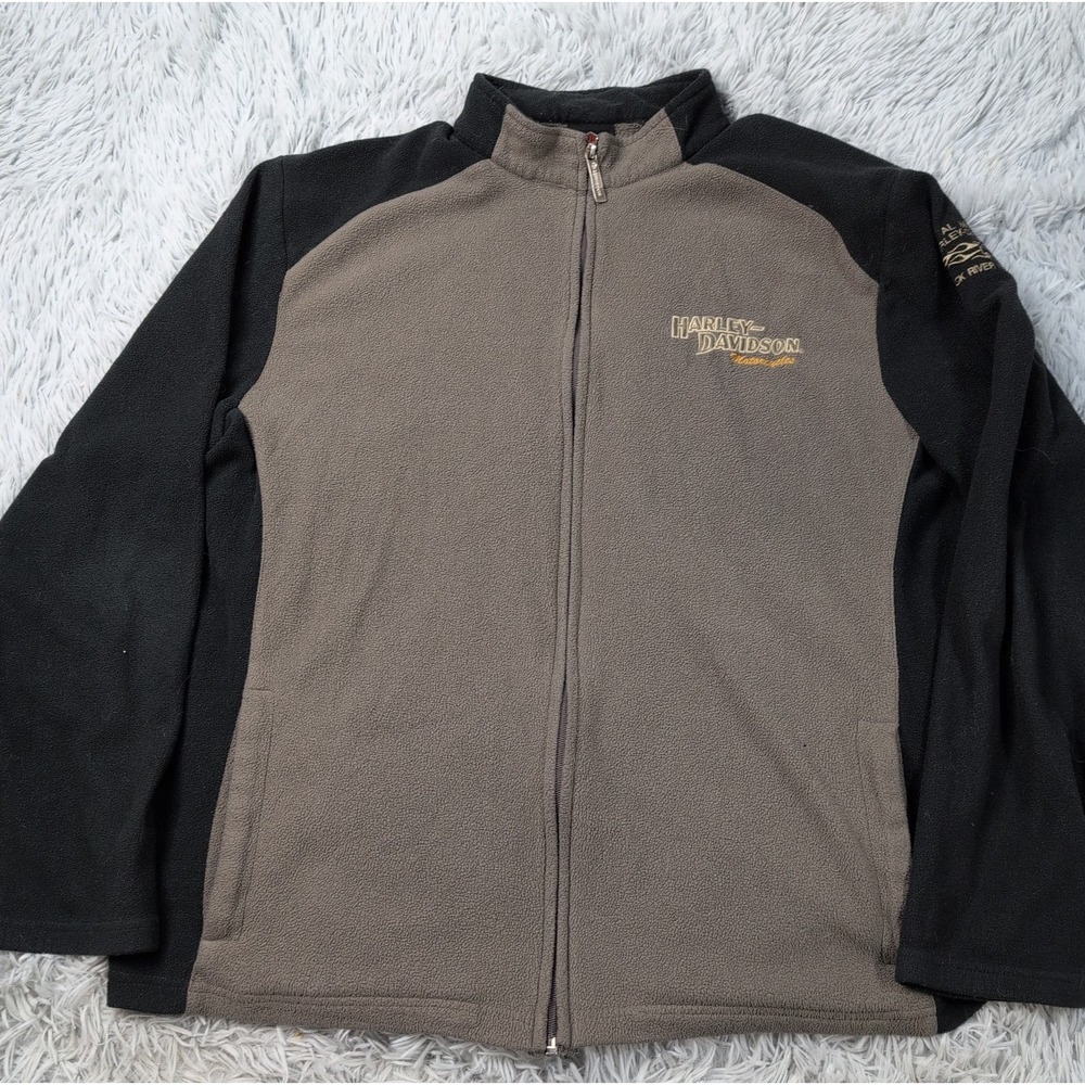Vintage Harley-Davidson Sweatshirt Mens XL Fleece Zip Up Motorcycle Pockets